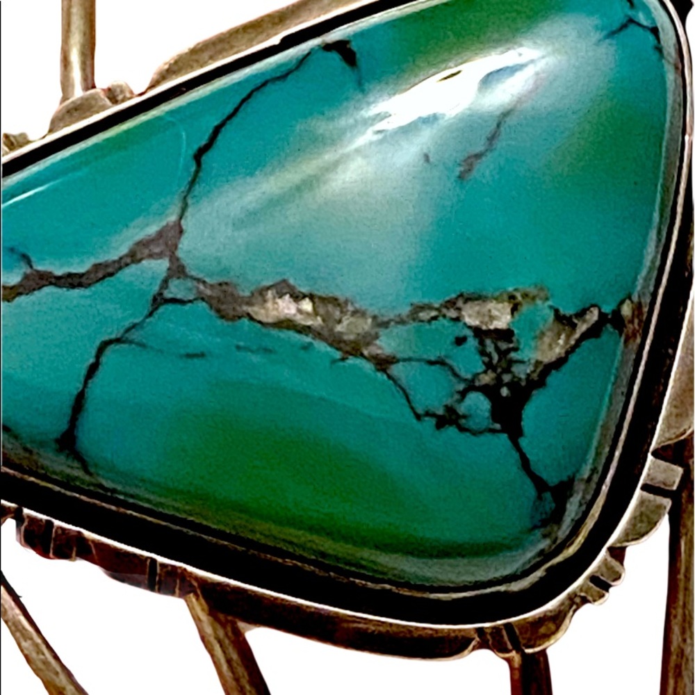 Large Turquoise Cuff Bracelet Native American - image 6